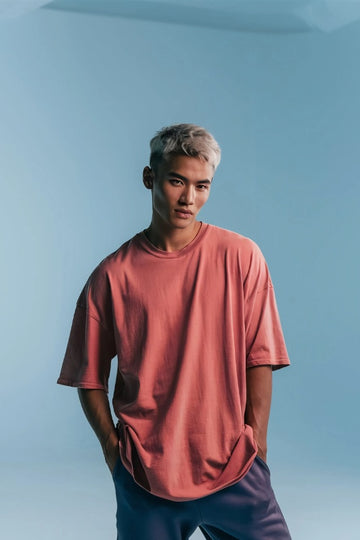 Women's Trendy Dusty Rose Oversized T-Shirt for Relaxed Everyday Style