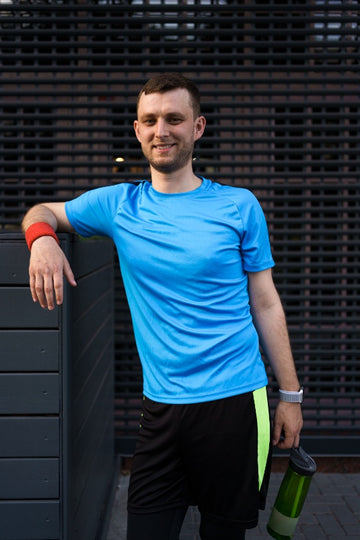 Men's Premium Blue Athletic Sports T-Shirt for Running, Training & Gym Workouts