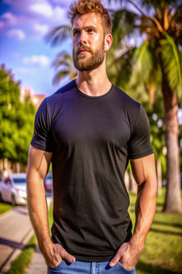 Men's Black Crew Neck Sports T-Shirt for Training, Running & Active Performance