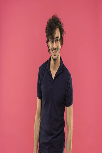 Men's Premium Dark Blue Polo Neck Cotton Blend T-Shirt for Everyday Style